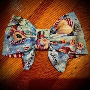Holiday sparkly Snowman Girls Hair Bow